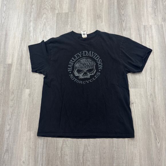 Harley Davidson Shirt Men's Extra Large Black Skull Grunge Docs Biker Motorcycle - Picture 1 of 8